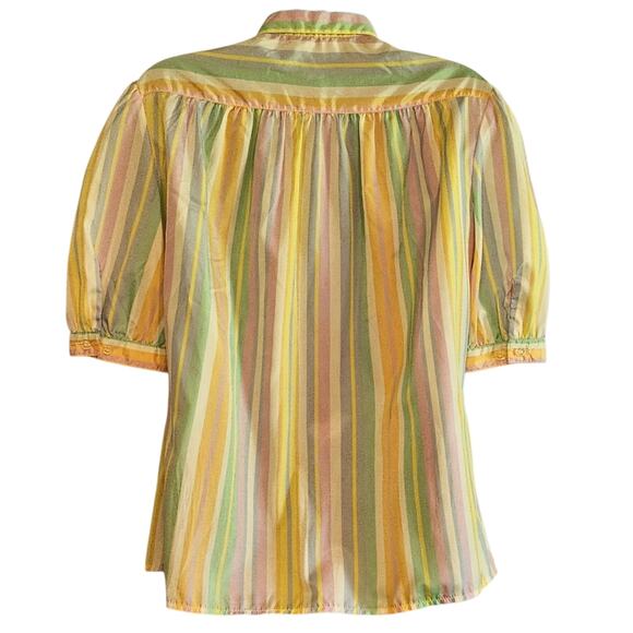 VINTAGE 1980s striped pastel rainbow blouse by Intuitions - Picture 3 of 9